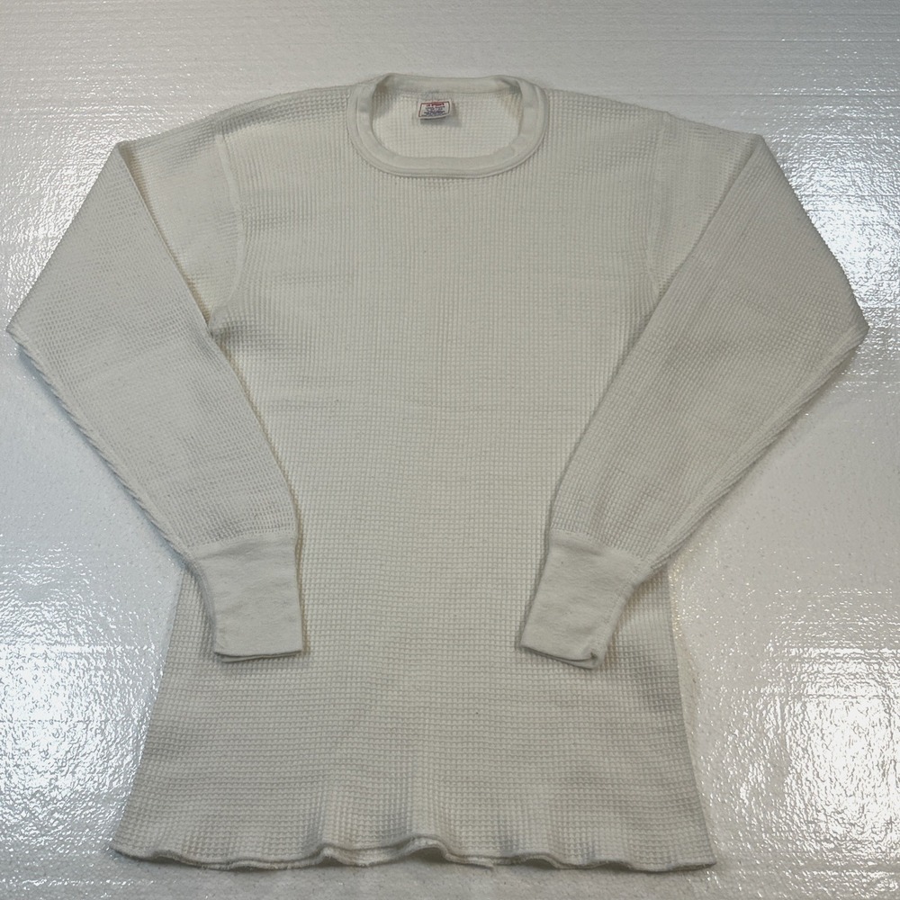 Vintage J.E. Morgan Thermal Shirt Men's Large White Waffle Long Johns USA 50/50